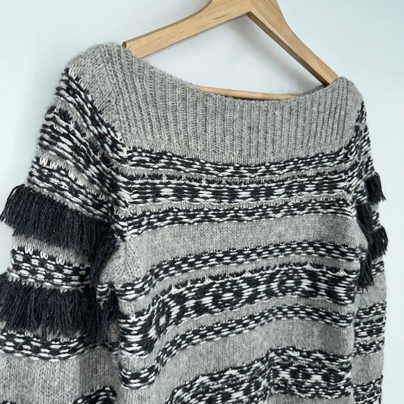 LoveShackFancy Atlas Rosie Sweater Fair Isle Chunky Knit Boho Cottagecore Gray - Picture 6 of 11